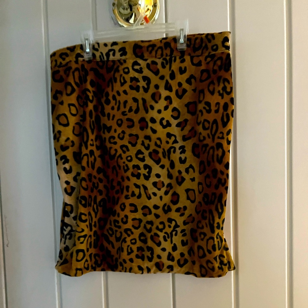 Lucky 13 faux fur leopard pencil skirt NWT $40 size XL